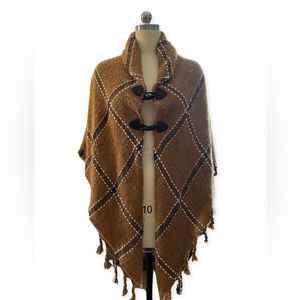 Steve Madden Tan Plaid Poncho/Sweater